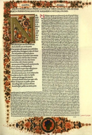 First Page of Dante's Divine Comedy Illuminated